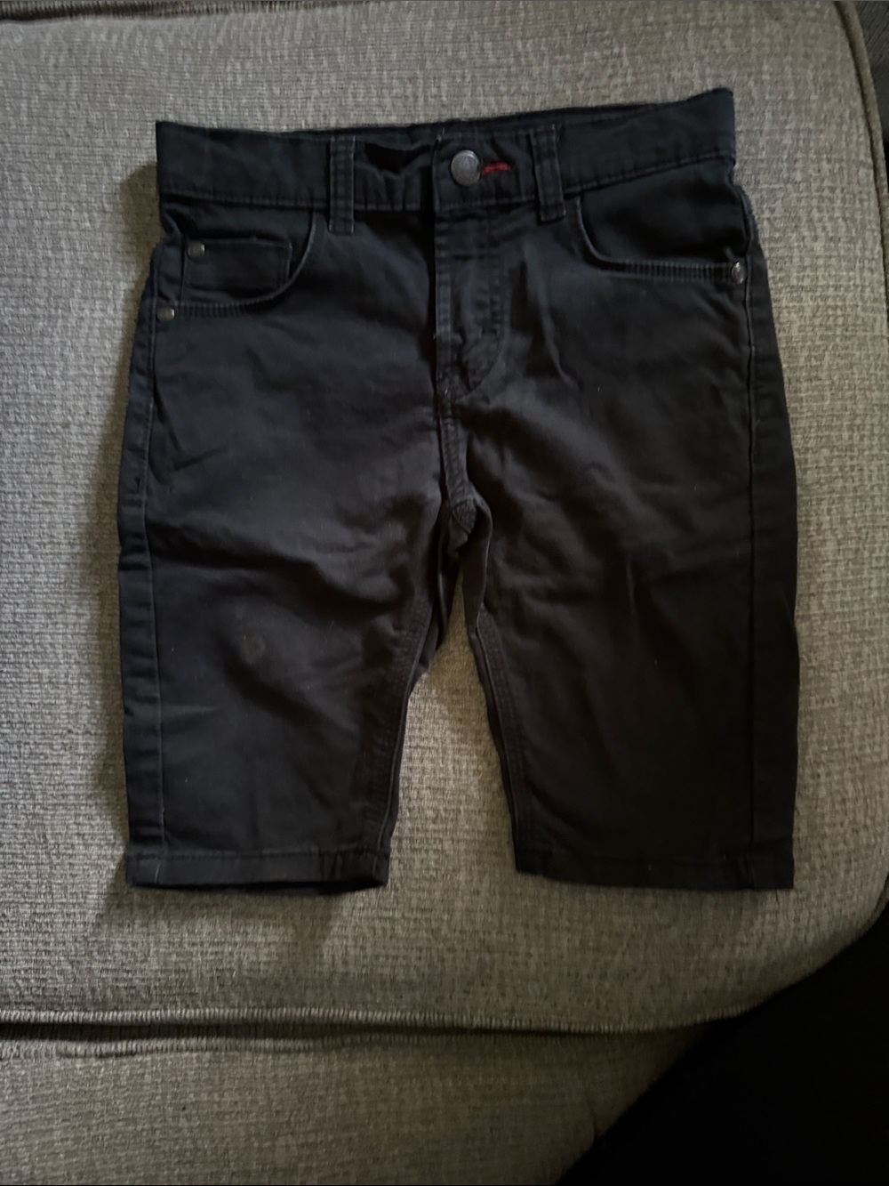 Boys Black Stretch Chino Shorts